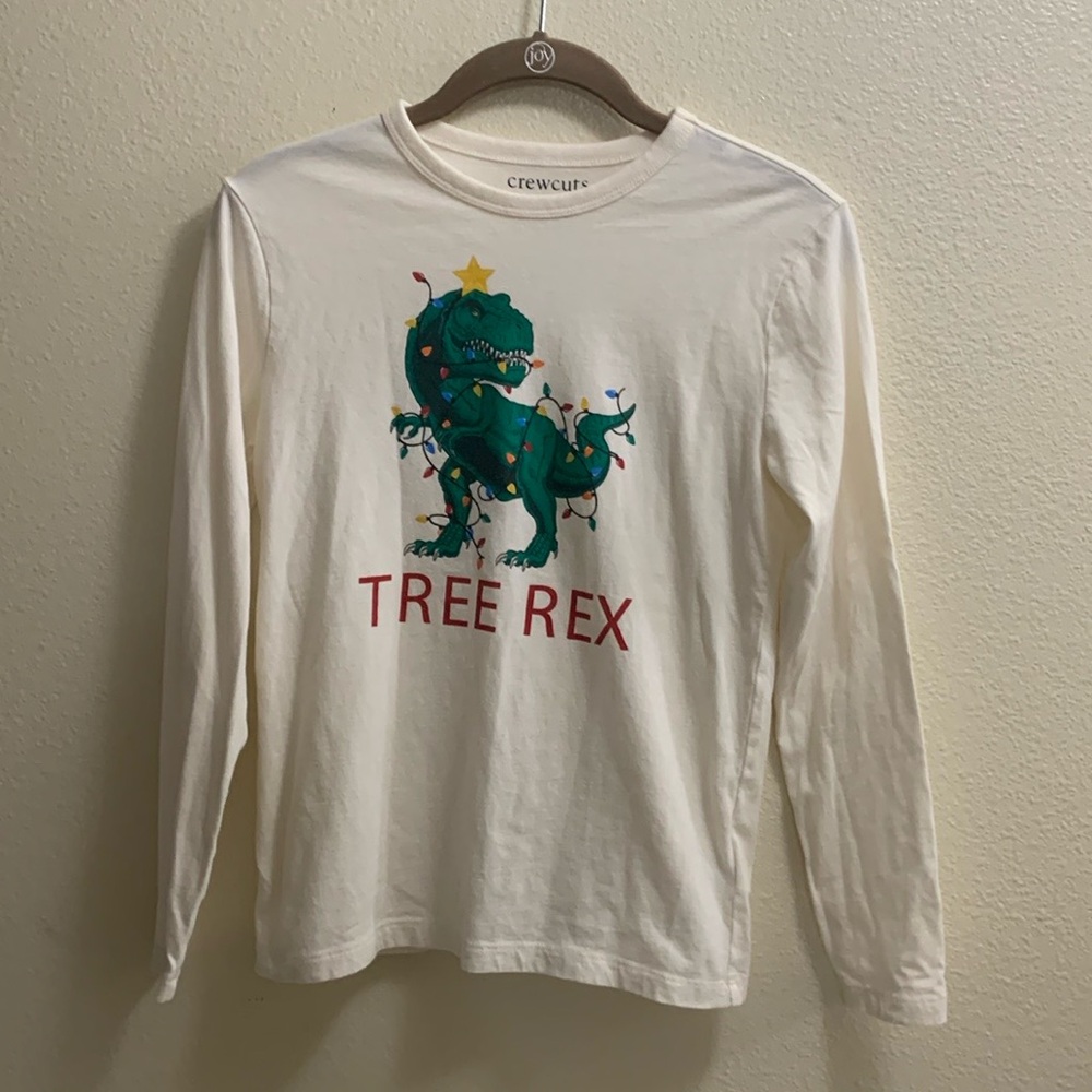 Crewcuts Factory Tree Rex Dinosaur Long Sleeved T-Shirt Size 10-11 Christmas